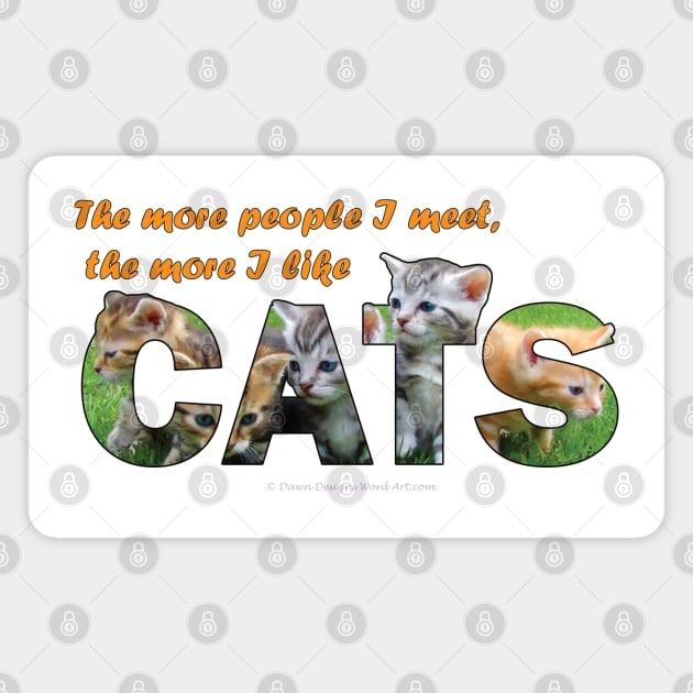 I more people I meet the more I like cats - kittens oil painting word art Magnet by DawnDesignsWordArt